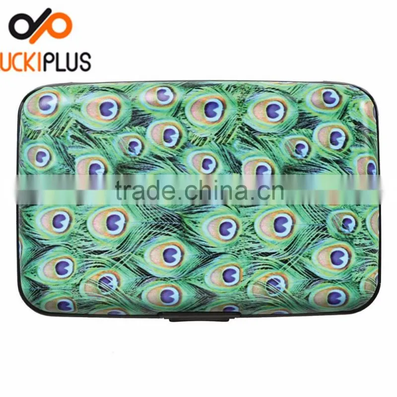 Luckiplus Inventory Peacock Pattern Aluminum Wallets Identity Theft Blocker