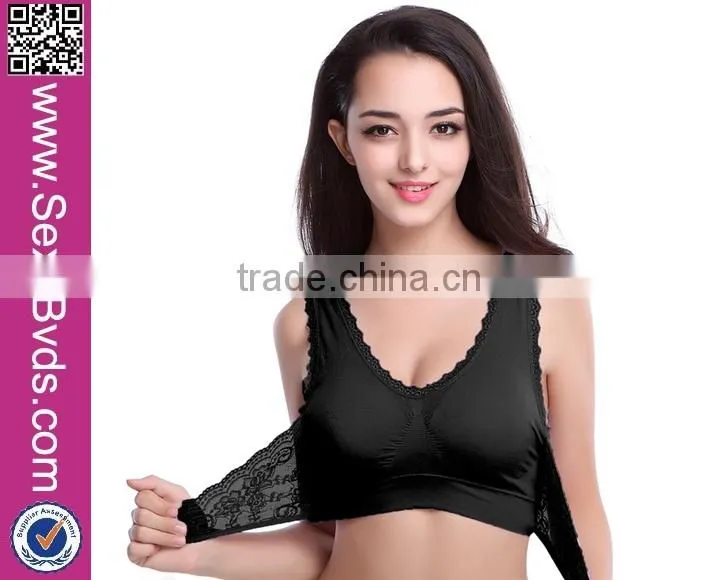 Yoga Fitness Sexy Floral Print Bra with Lace Ham Front