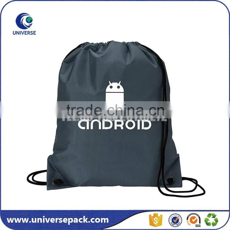 blue string backpack bag with custom silk-screen