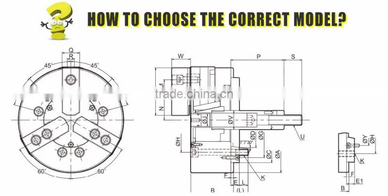 Standard 8 inch solid hydraulic power chuck for cnc woodworking lathe machine