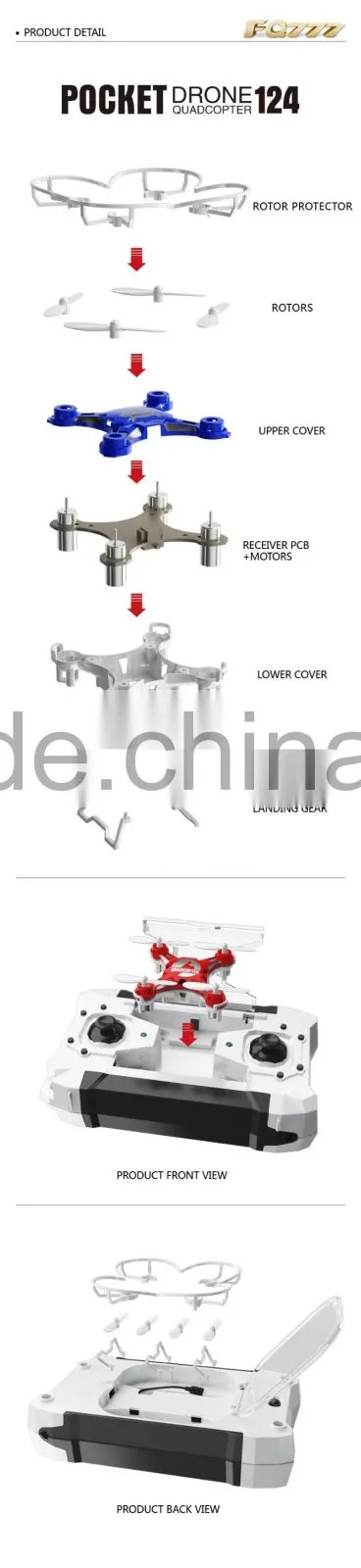 FQ777 -124 Pocket Drone Quadcopter With Switchable Controller