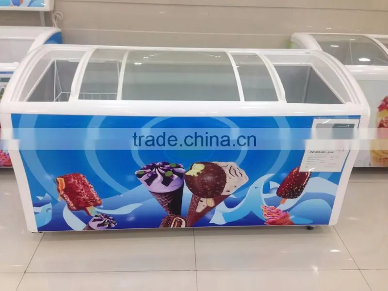 glass door chiller and freezer supermarket freezer showcase ice cream chest freezer 538L