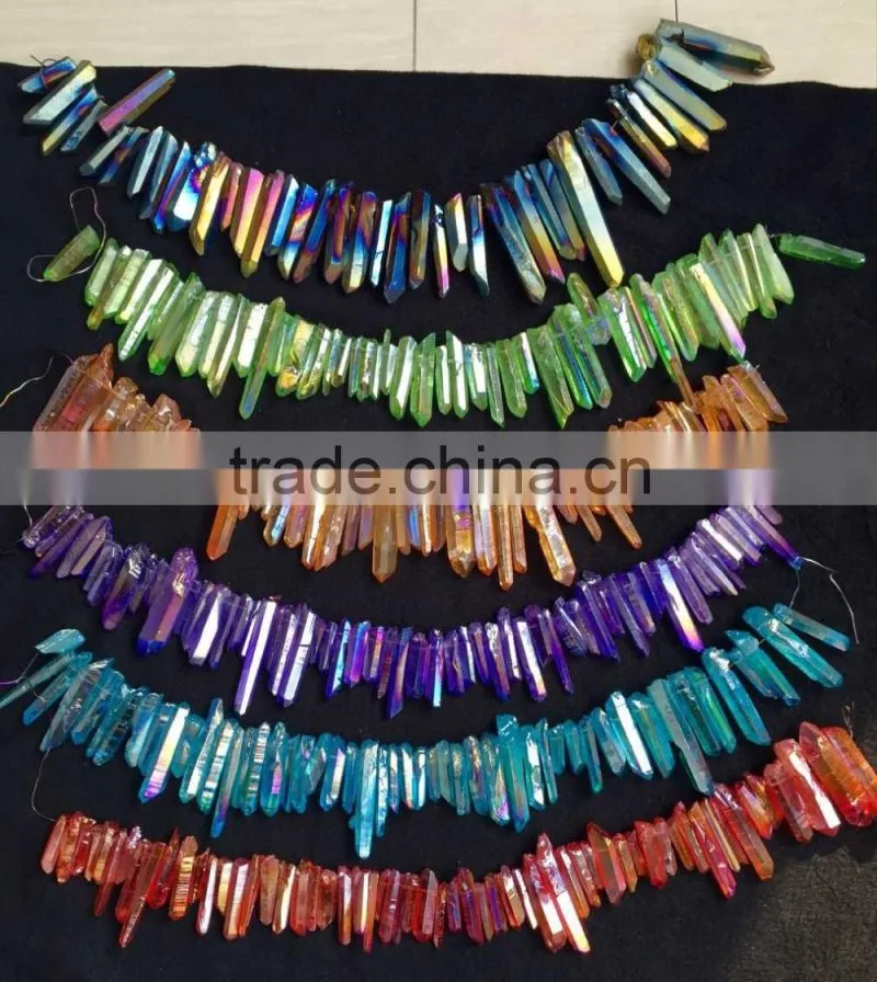 Newest handmade colourful aura quartz crystal necklace for healing