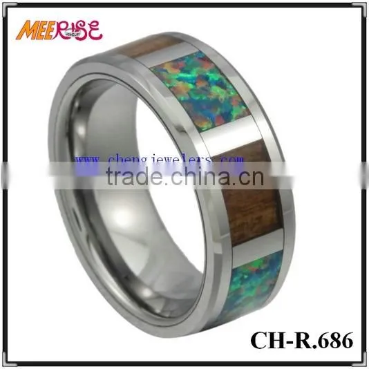 8mm wedding ring two-ton wood inlay titanium wood ring unique titanium ring