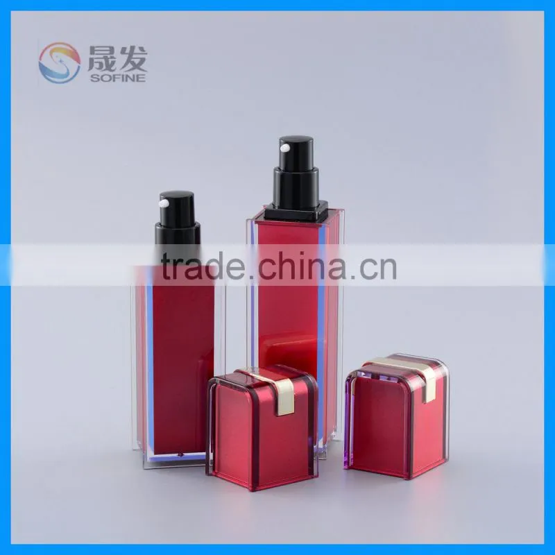 Square acrylic cosmetic lotion pump bottle