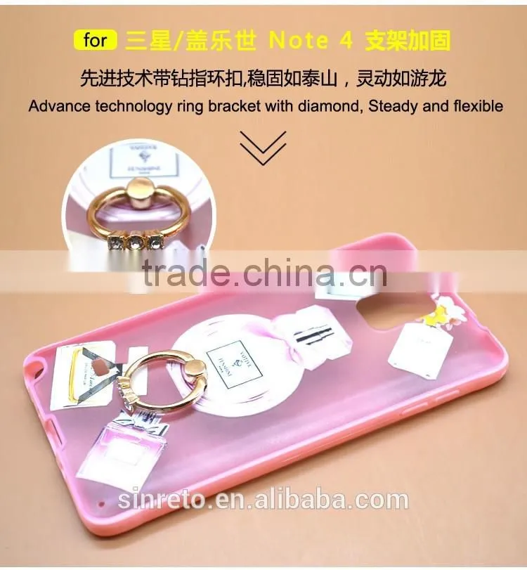 Phone Case For Samsung Note4 Slim Prefume TPU+PC With metal Ring