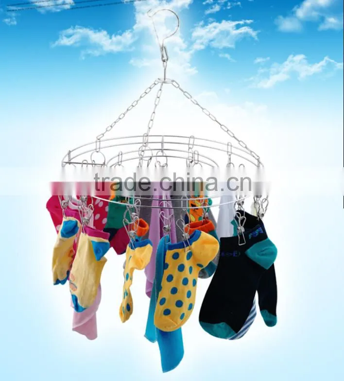 foldable stainless steel clothes hanger /Laudry clips hanger;stainless steel clips hanger/ clothes hanger with 24