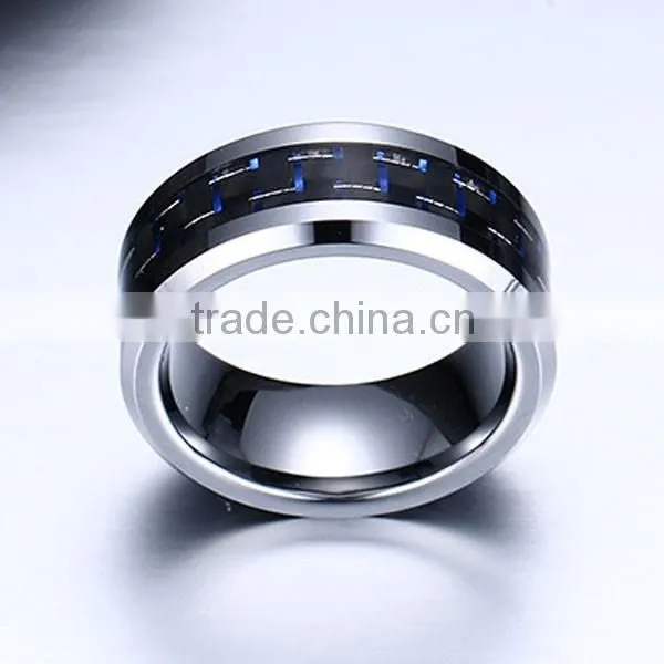 Top Quality Fashion Black Carbon Fiber Tungsten Steel Ring
