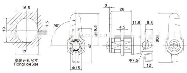 factory supply zinc alloy custom the hidden steel cabinet lock for chest door