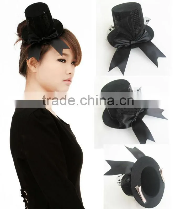 MYLOVE black bow fascinator with clips hair ornaments wholesale MLGM047