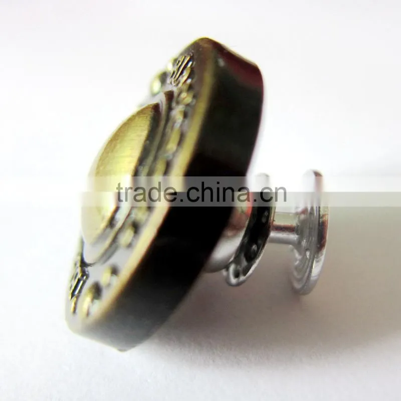 brush brass color alloy jeans button for man jeans