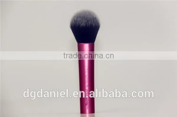 gold color kabuki brush with long handle powder brush Aluminum cylinder handlebrushed aluminum cosmetic brush
