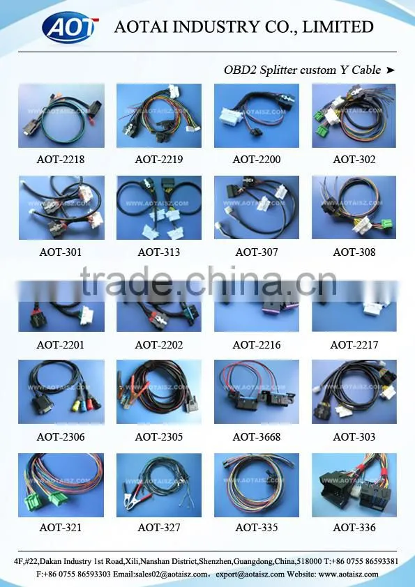 Crimp Type OBD2 Male to 2 Citroen Female Splitter Cable with Customized Length