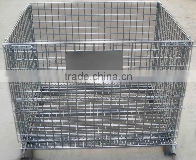 Warehouse Heavy Duty Foldable Galvanized Steel Basket/Steel Storage Cage