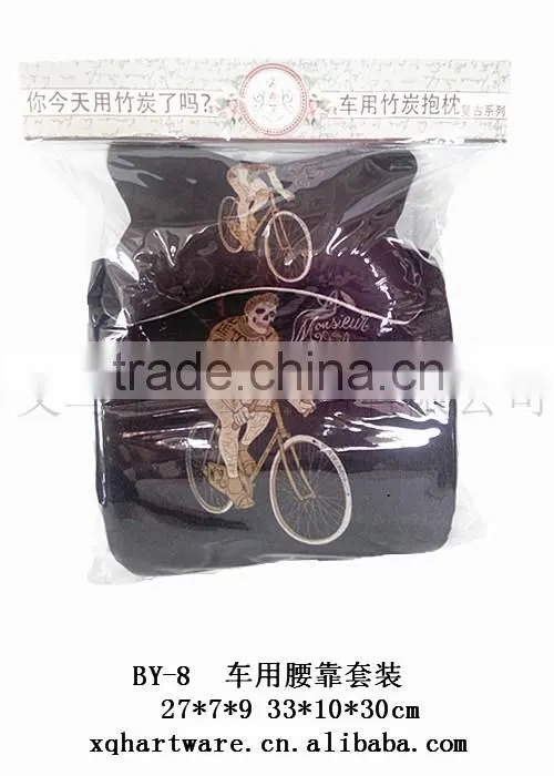 Nature Linen material Custom Printed Memory Foam Car Lumbar Seat Cushion & Car Neck Pillow