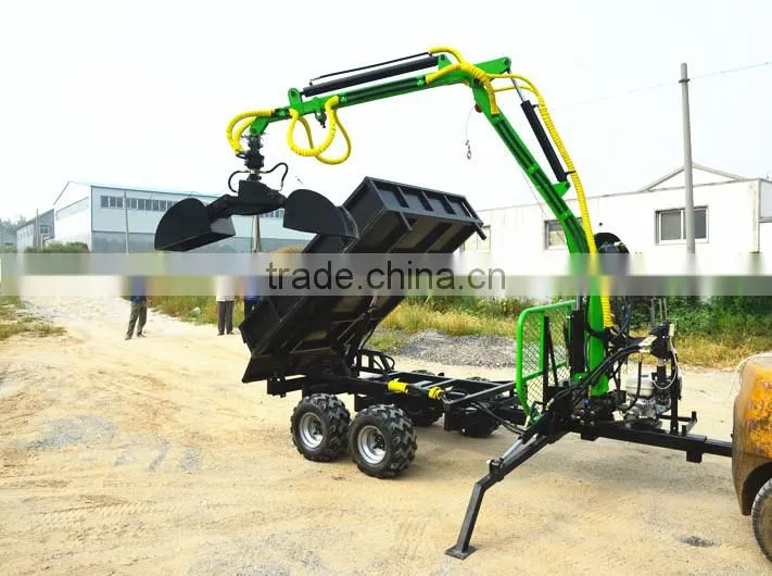 Top quality! log trailers with grapple/ log loader trailer with crane