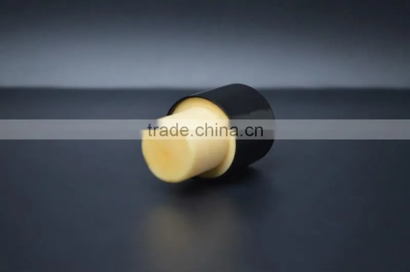 Black plastic cap with synthestic cork tall cork for glass bottle T-shape cork