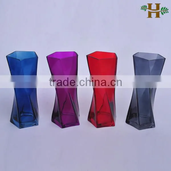 Cheap colored twisted glass vases