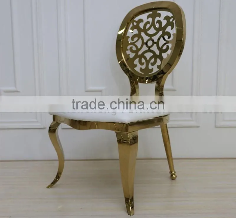 round flower back golden stainless steel wedding chair