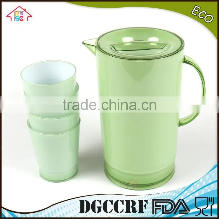 NBRSC set of 5 pcs plastic ps cold water kettle double layer drinking tea pot pp water jug with cups