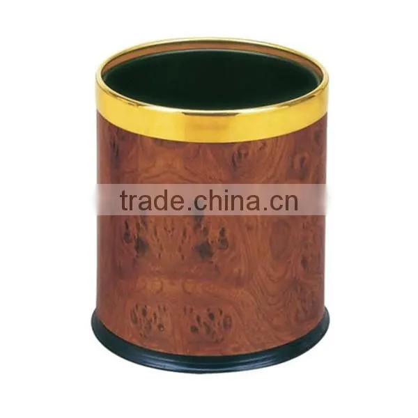 Indoor steel trash can/ Hot sale hotel guest room/living room dustbin/ Promotion garbage can GPX-25 Walnut