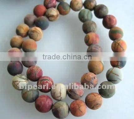 wholesale 16" 6mm smooth round Picasso jasper beads