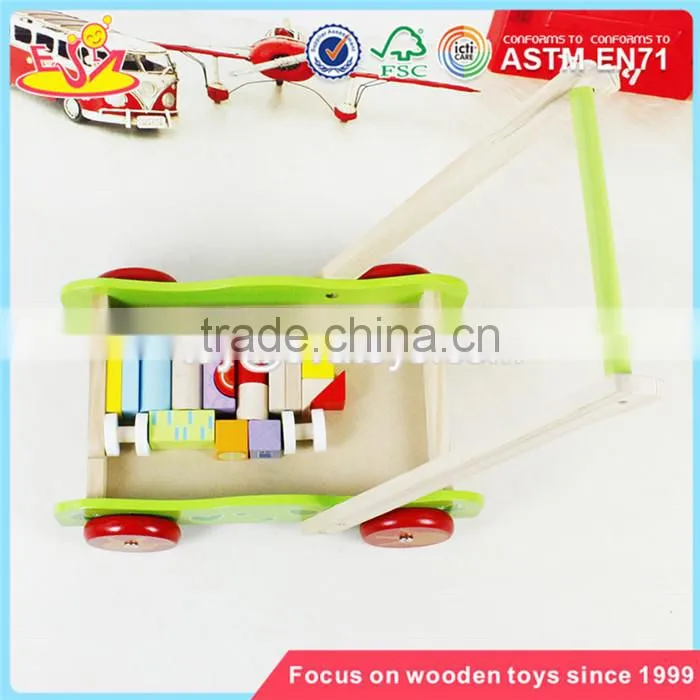 wholesale educational wooden baby activity walker funny toys wooden baby activity walker with building blocks W16E076