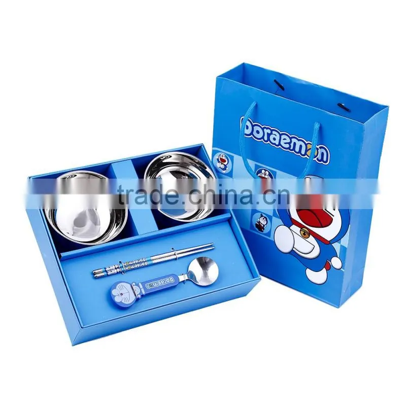 Factory price top quality hot sale cartoon bowl chopsticks spoon fork gift cutlery set