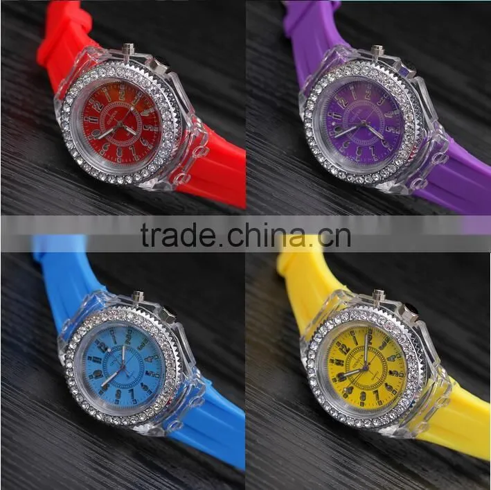 high quality free sample unisex led light watch colorful silicone strap wristwatch