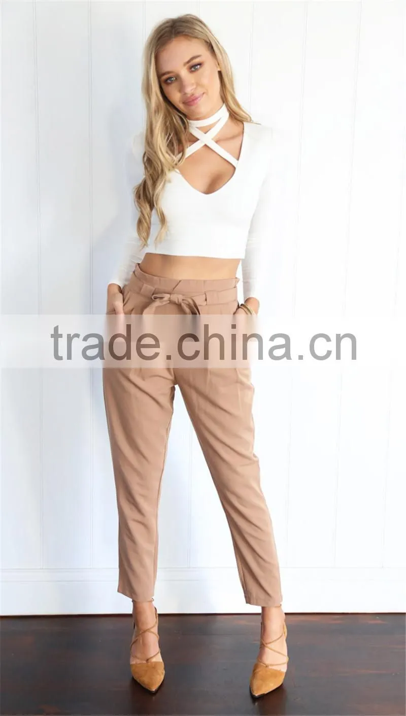 Wholesale 2017 Fashion Clothing long Sleeve Design Women Top With v Neckline