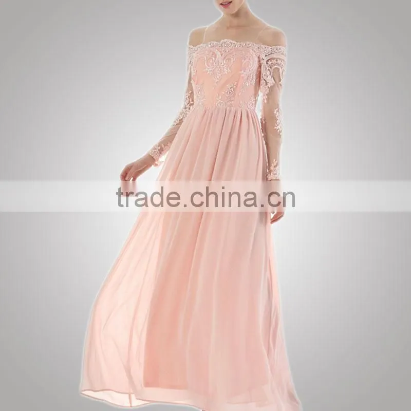 Latest Design Fashionable Preppy Style Evening Dress Long Sleeve Women For Youth