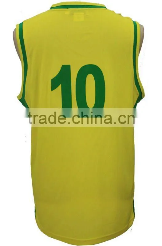 Yellow color OEM man basketball shirt
