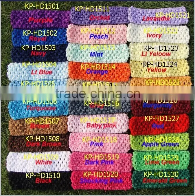 New arrival High Quality 1.5" Wide elastic handmade plain crochet headband for baby tutu tops girl accessories hairband