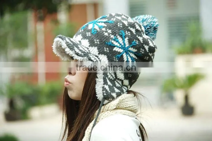 new winter warm soft double layer fashion knitted ladies hats cheap majored factory