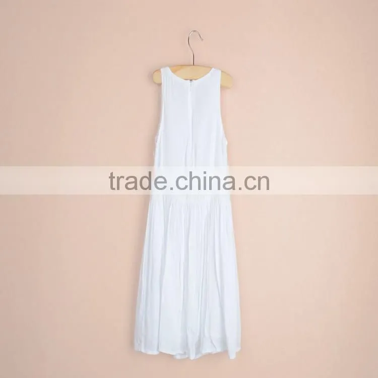 R&H 2016 sleeveless white chiffon georgette dresses valentine dress kids casual frocks