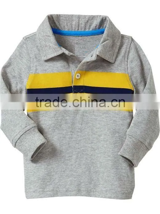 BOYS CUT & SEW SHORT SLEEVE POLO T SHIRT WITH WOVEN COLLAR