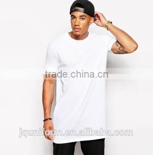 2016 summer promotion plain dyed O-neck short sleeve 160g 100%cotton custom elongated t shirt