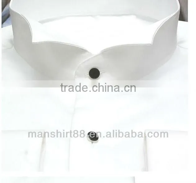 2017 Elegant design wing collar French cuff white tuxedo dress shirt