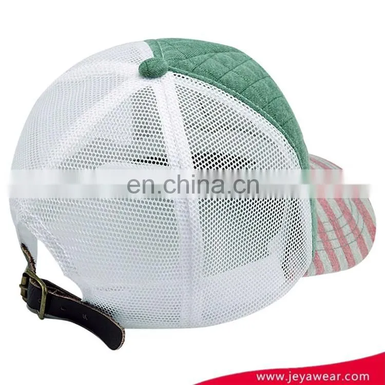 Fashion mesh trucker baseball cap with washed broken pre-curved visor
