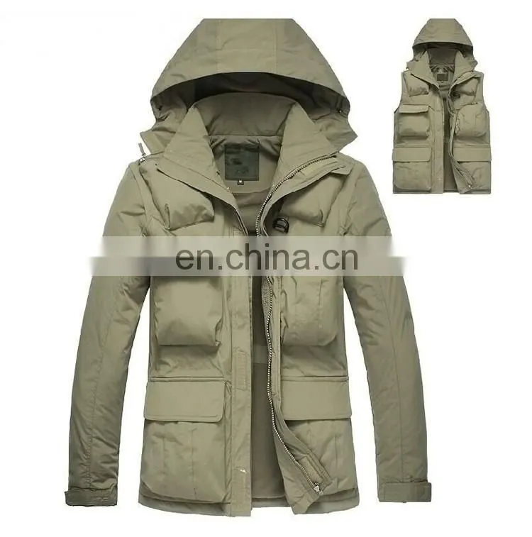 Warmable outdoor wear detachable sleeve camping hiking windbreak jacket