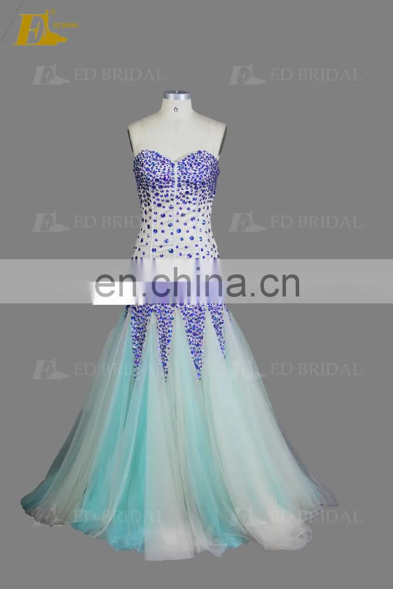 Mermaid Stone Beaded Colorful Real Sample Pictures Full Length Party African Evening Dresses