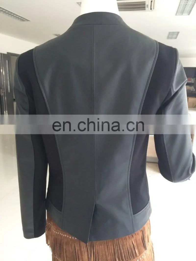 Womens pu leather jacket with knit