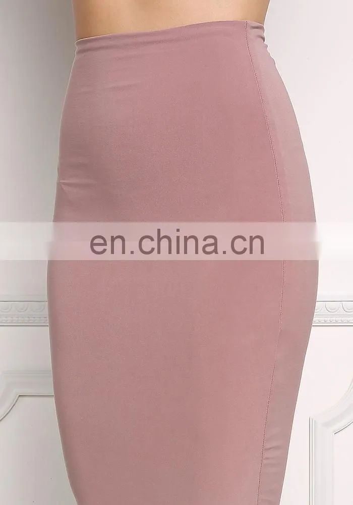 2017 Woman Hot Sale New Design Mauve High Rise Midi Skirt