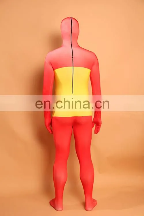 Spanish Flag Zentai Second Skin Spain Suit Fancy Dress Costume Spandex Lycra