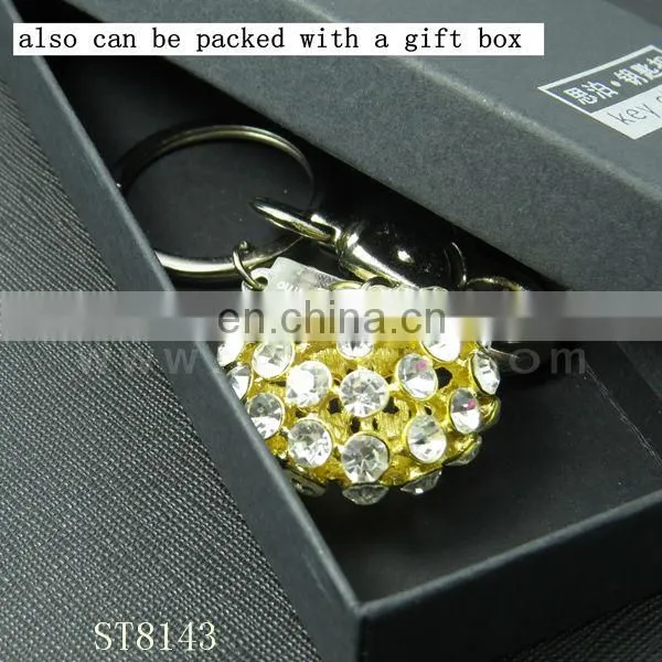 Fashion Heart Shaped Metal Keychain with Crystal Diamond for Wedding Gift