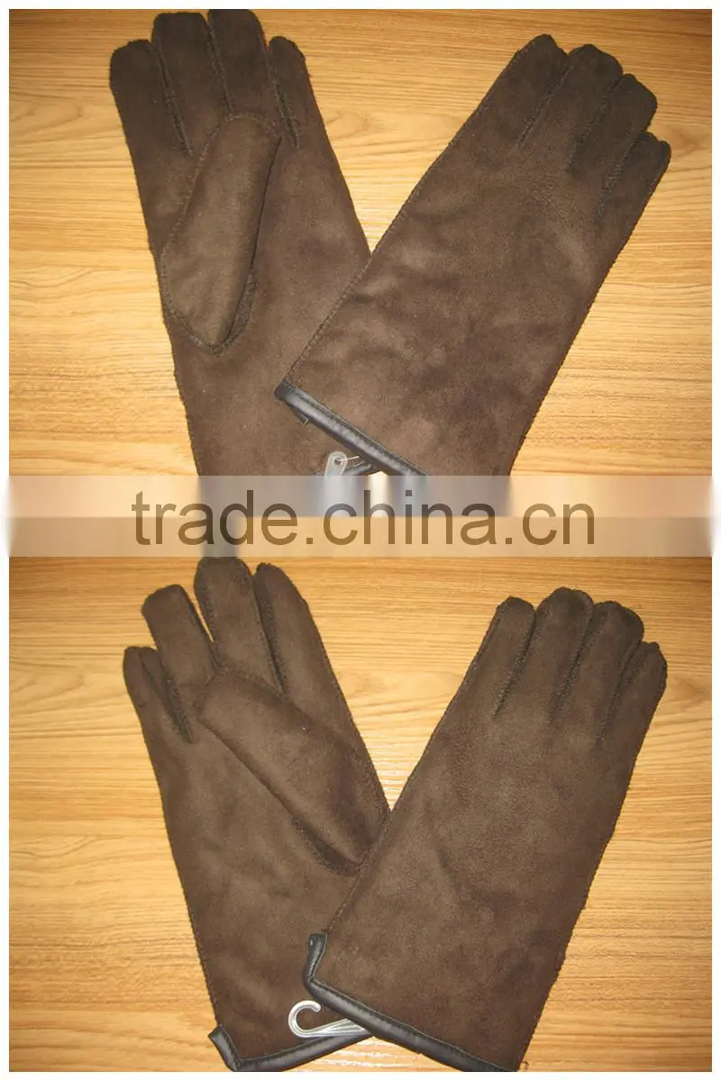 Ladies long black leather gloves sheepskin gloves