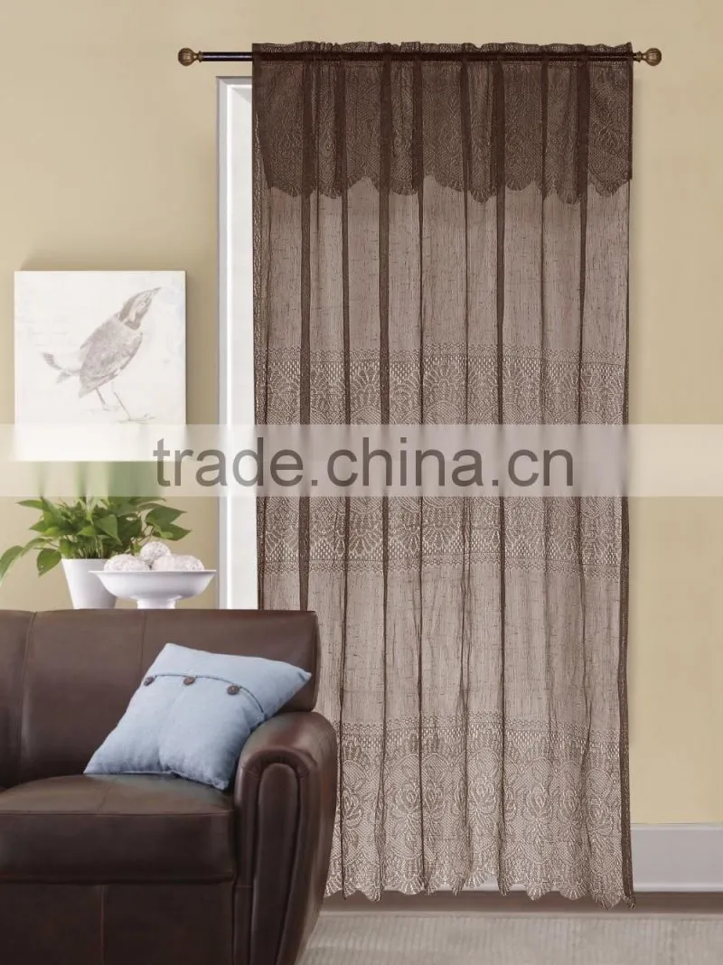 1PC 100% Polyester Flower Voile Beautiful Macrame Embroidery Curtain