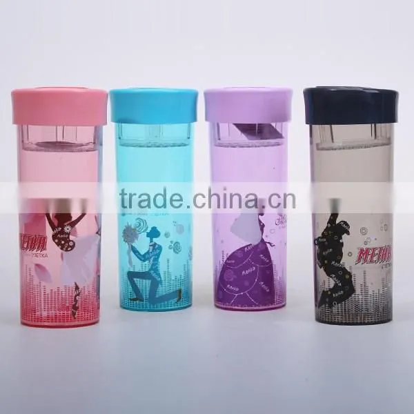 Screw Top Water Bottle 450ml Plastic Tumbler Cup Lid Travel Mug