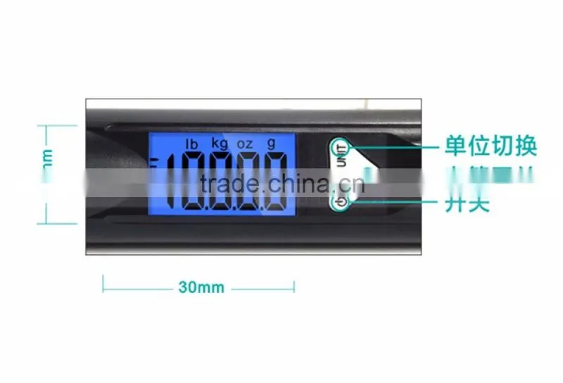 30 x 17mm Big Size LCD Screen 2 in One Fishing Or Travel LED Torch Luggage Scale