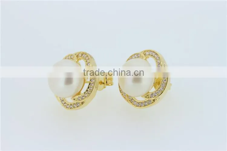 Ladies fashion big pearl earrings designs silver jewelry